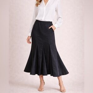 Vintage J.R. Nites formal black maxi trumpet skirt taffeta size 12P